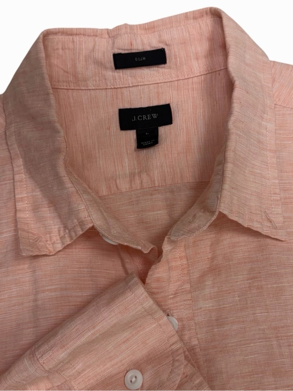 J Crew Baird McNutt Linen Shirt Men Large Pink Irish Long Sleeve Slim Fit Button